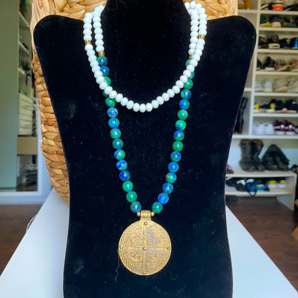 Beaded medallion necklace